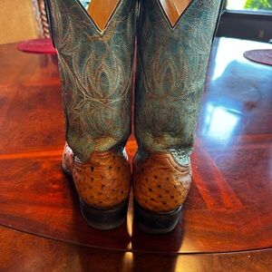 Stylish Blue and Brown Heeled Boots
